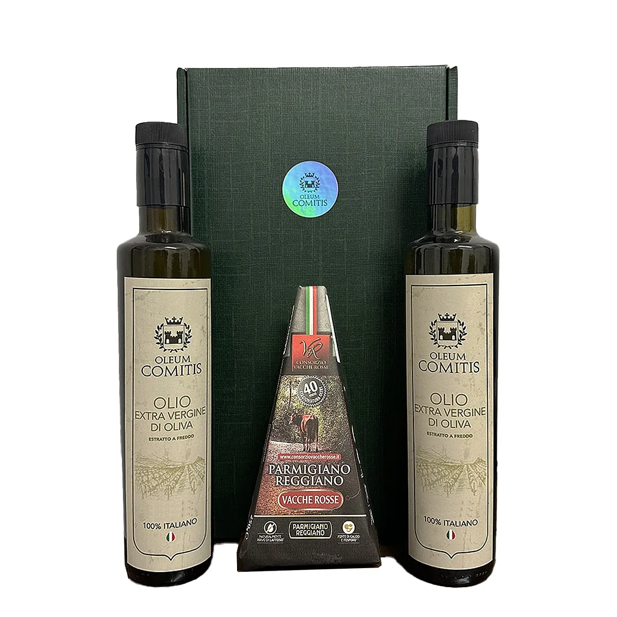 photo Olio Extra Vergine di Oliva Confezione Regalo 2 x 500 ml e Parmigiano 40 Mesi 1