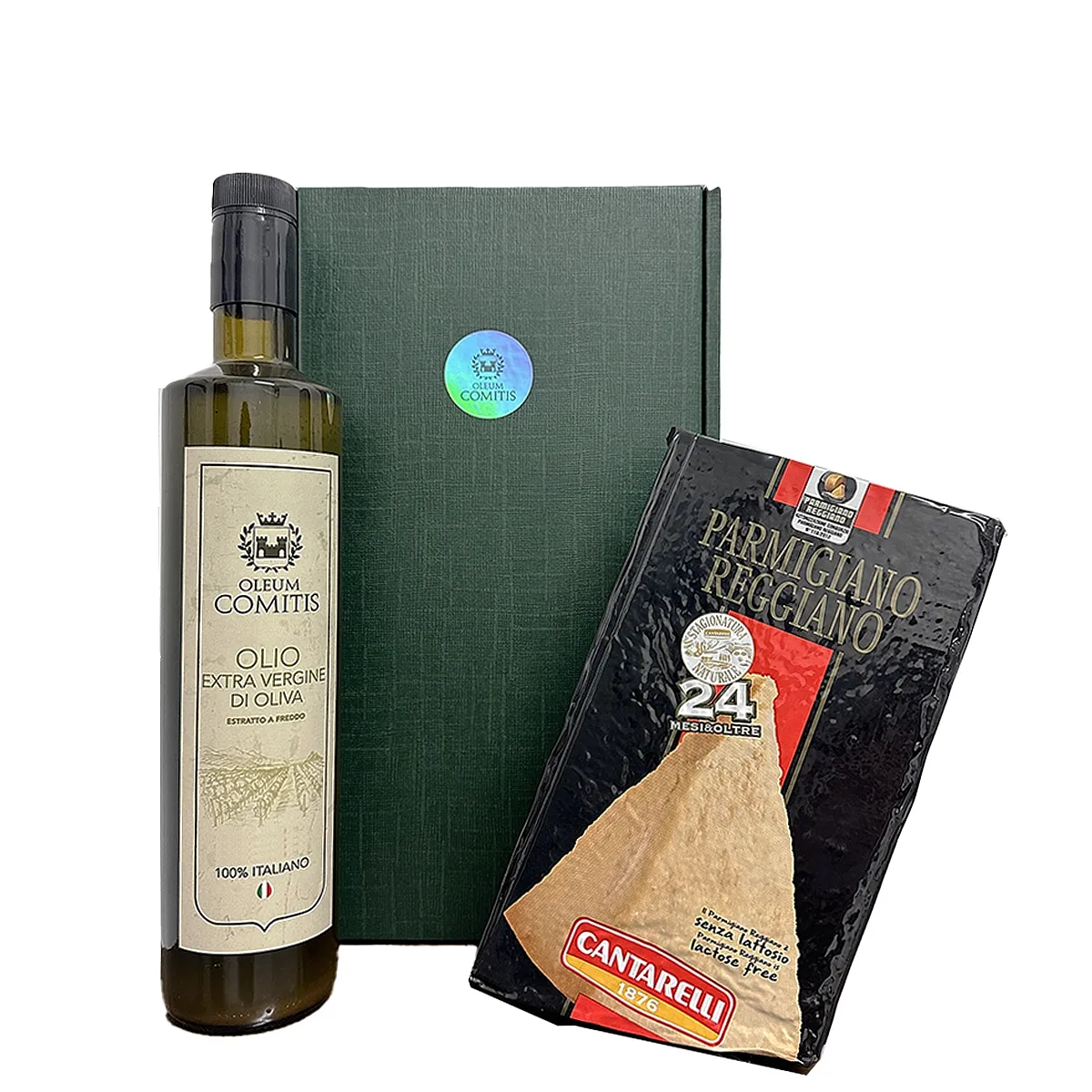 Caja Regalo Aceite de Oliva Virgen Extra 750 ml y Parmesano 24 Meses