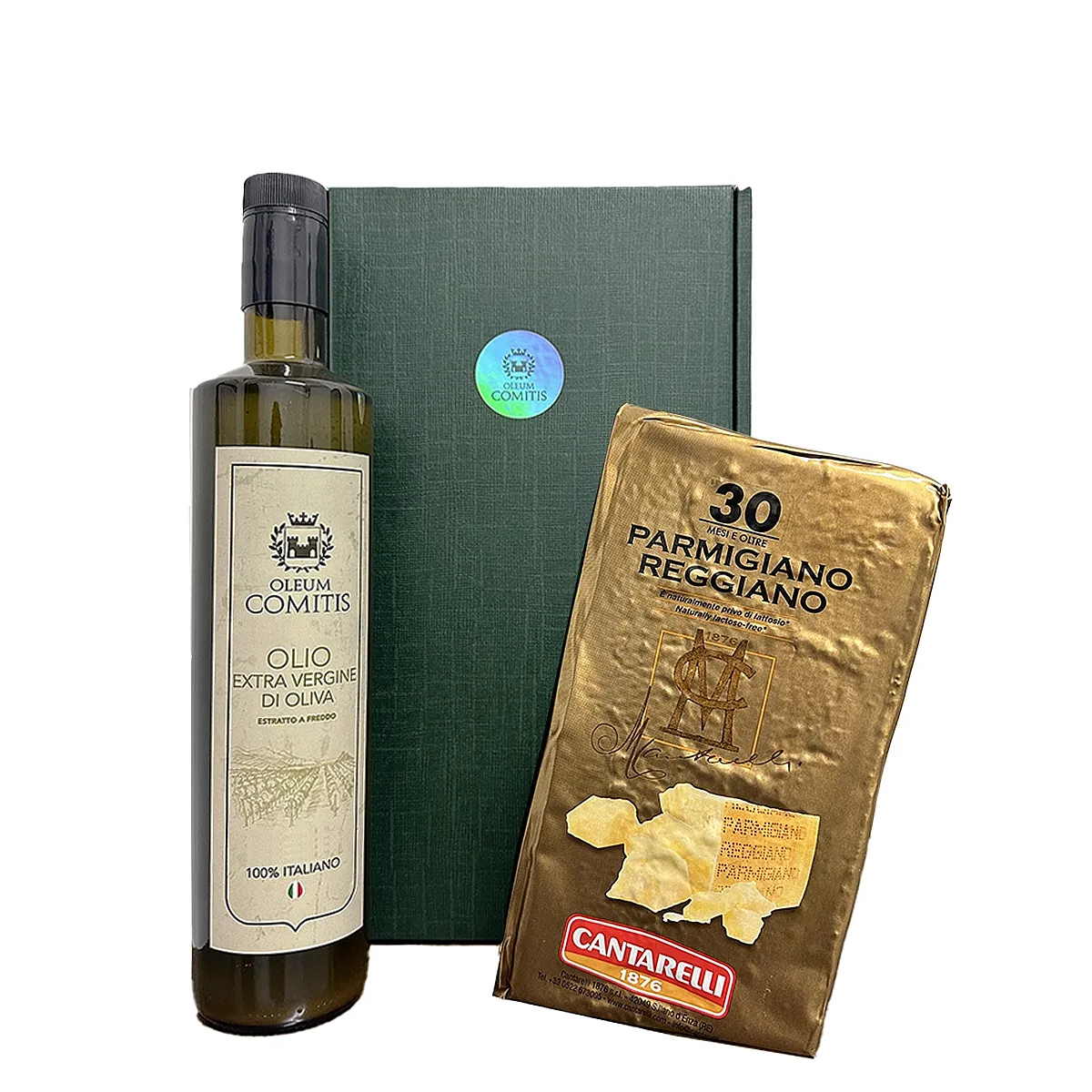 photo Olio Extra Vergine di Oliva Confezione Regalo 750 ml e Parmigiano 30 Mesi 1