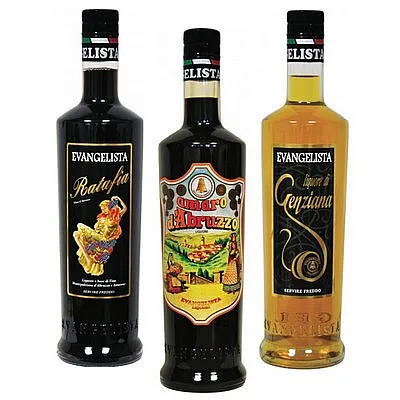 box of typical abruzzo liqueurs - 3 bottles of 50 cl