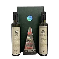 Olio Extra Vergine di Oliva Confezione Regalo 2 x 500 ml e Parmigiano 40 Mesi