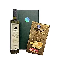 photo Olio Extra Vergine di Oliva Confezione Regalo 750 ml e Parmigiano 40 Mesi 1