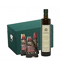 Aceite de Oliva Virgen Extra - Caja de Madera con Botella de 750 ml y 3 Quesos Parmesanos Condiment