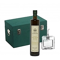 Huile d'Olive Extra Vierge - Coffret en Bois avec Bouteille de 750 ml et Cruet Ichendorf